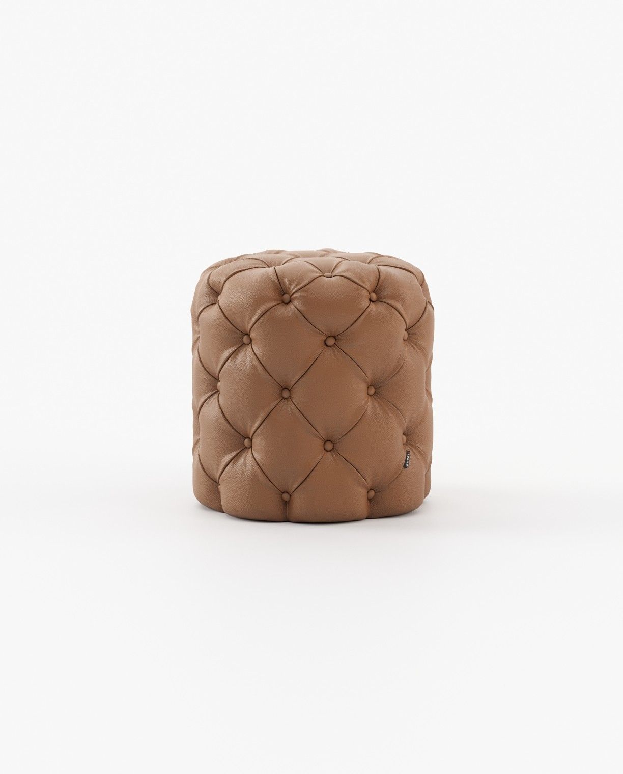 Laskasas BUR small Footstool & Pouf Berlin Camel Leather - Araco Interiors