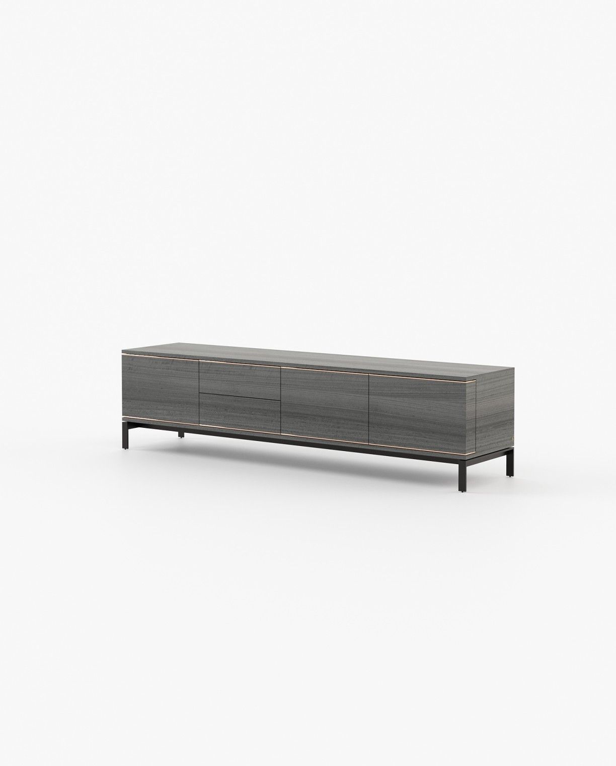 Laskasas DENER Media Unit Grey Eucalyptus Veneer Matte - Araco Interiors