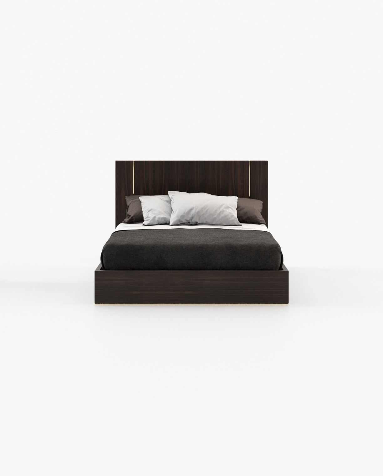 Laskasas DUANE Bed & Headboard Smoked Eucalyptus Veneer Matte - Araco Interiors