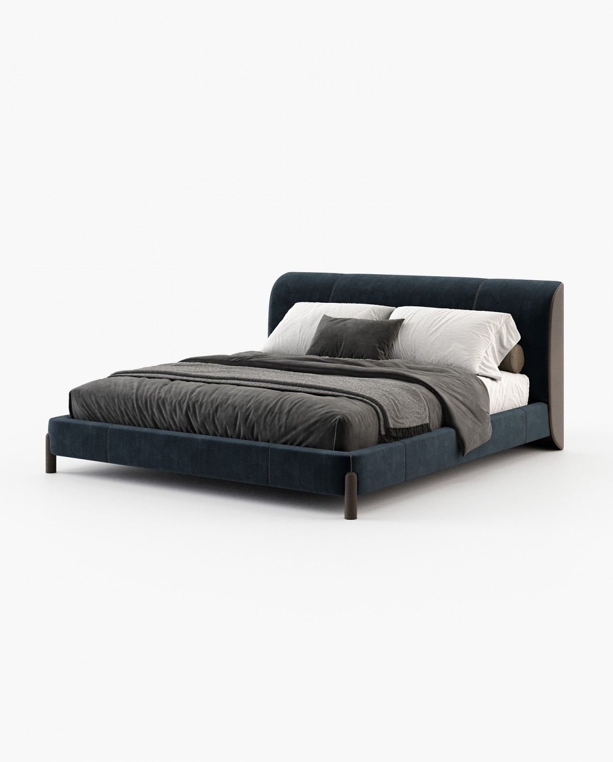 Laskasas GRAY Bed & Headboard Vienna Deep Blue - Araco Interiors