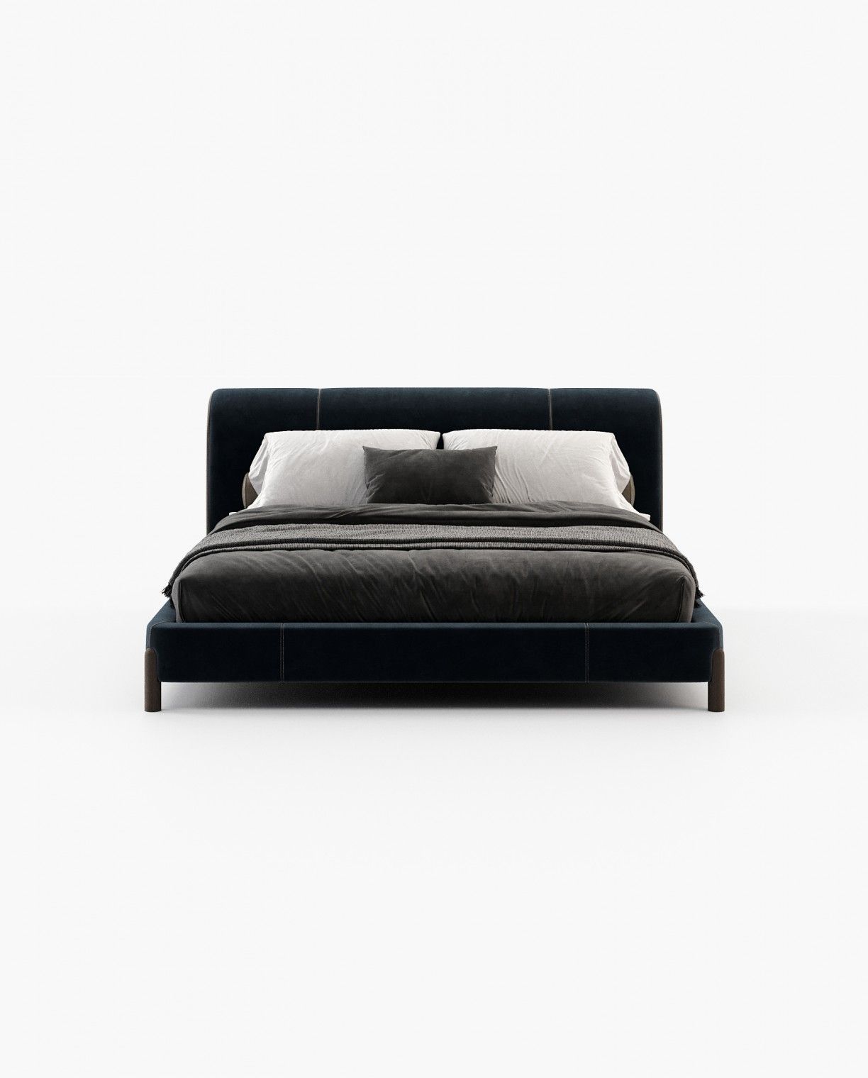 Laskasas GRAY Bed & Headboard Vienna Deep Blue - Araco Interiors
