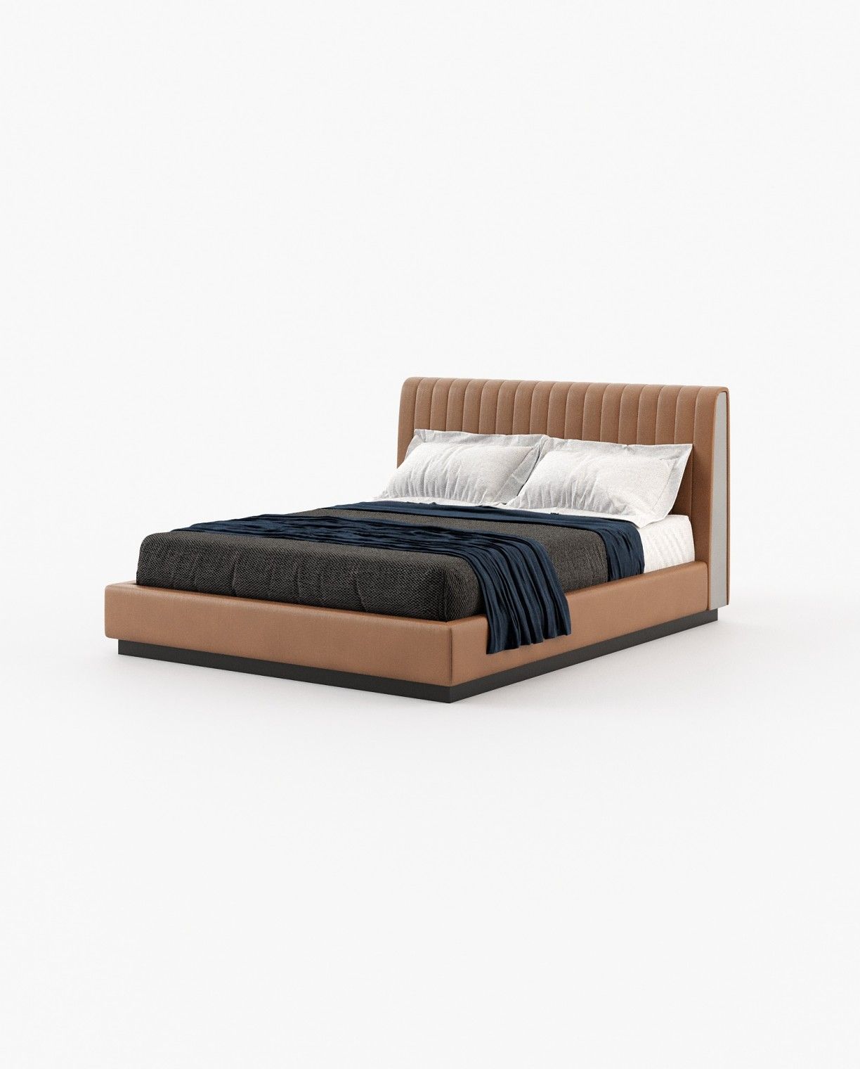 Laskasas HARRY Bed & Headboard Berlin Camel Leather - Araco Interiors