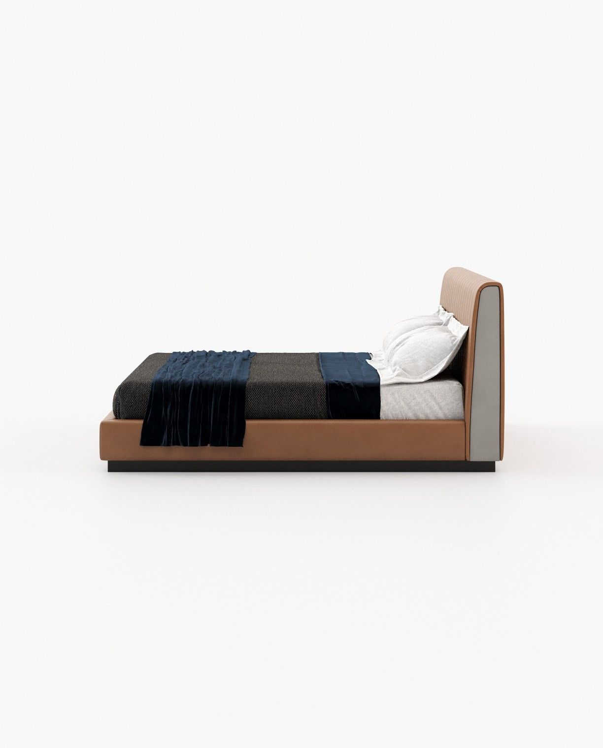 Laskasas HARRY Bed & Headboard Berlin Camel Leather - Araco Interiors
