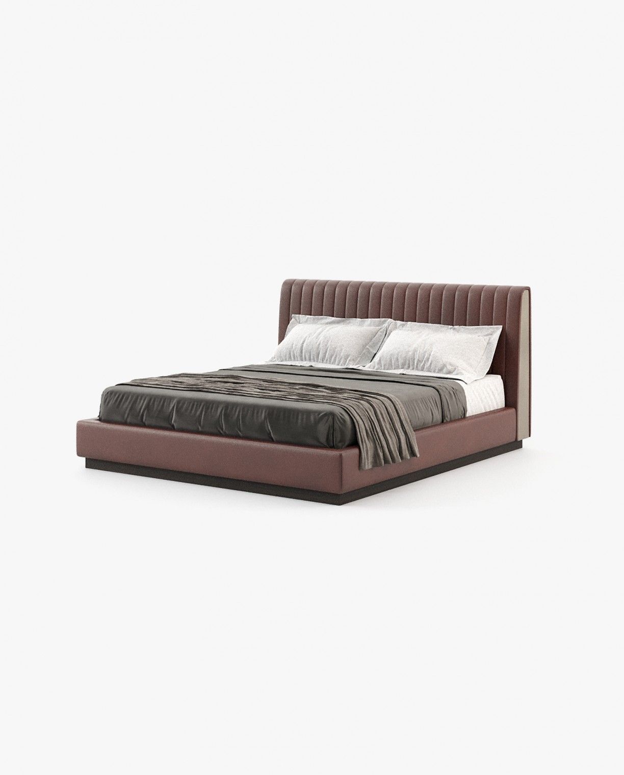 Laskasas HARRY Bed & Headboard Seoul Borgogna Leather - Araco Interiors