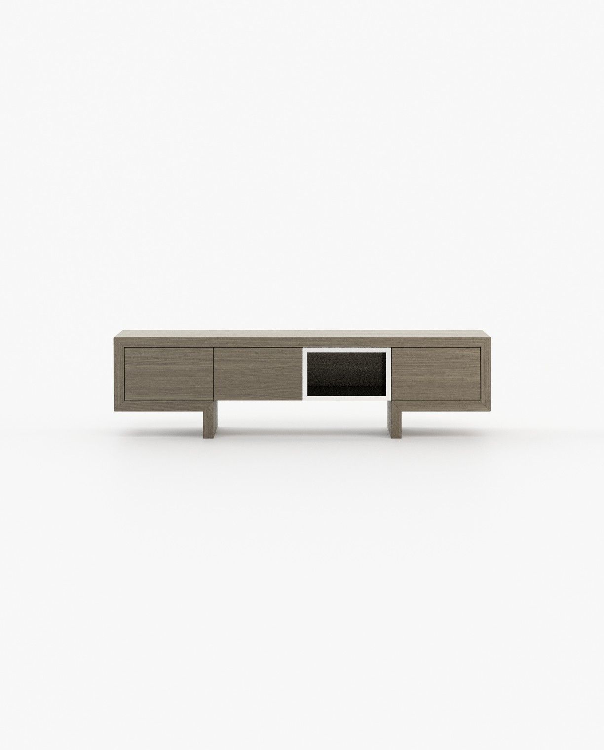 Laskasas ISIS open Media Unit Aged Oak Veneer Matte - Araco Interiors