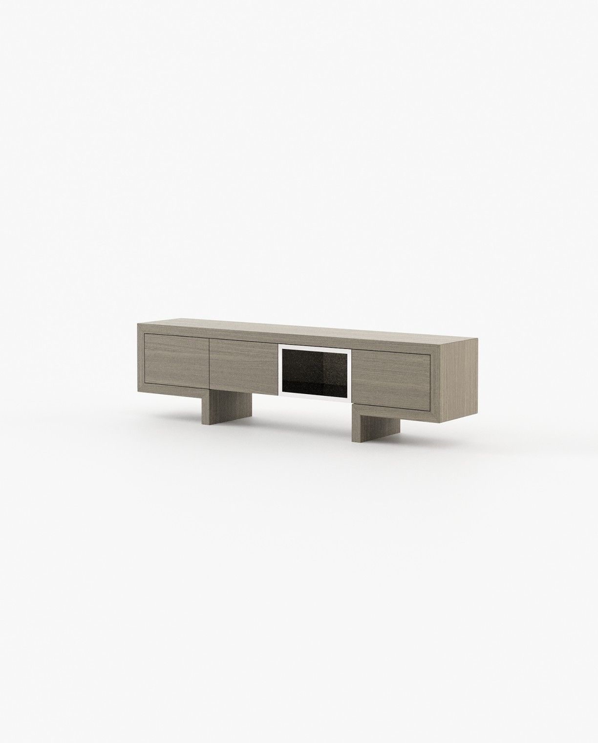 Laskasas ISIS open Media Unit Aged Oak Veneer Matte - Araco Interiors