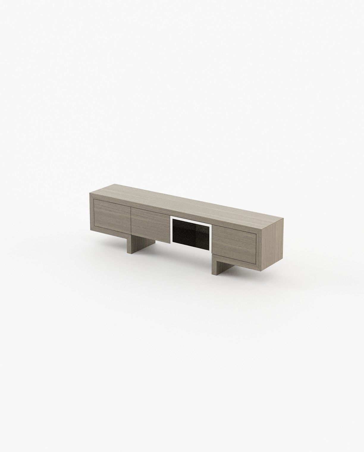 Laskasas ISIS open Media Unit Aged Oak Veneer Matte - Araco Interiors