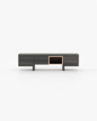Laskasas ISIS open Media Unit Grey Eucalyptus Veneer Matte - Araco Interiors