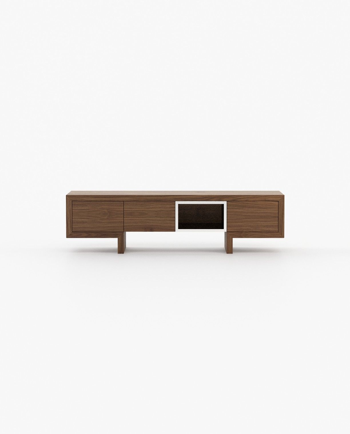 Laskasas ISIS open Media Unit Walnut Veneer Matte - Araco Interiors