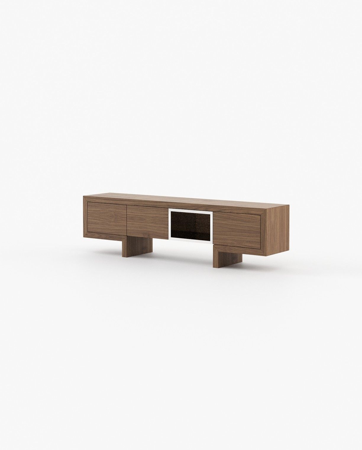 Laskasas ISIS open Media Unit Walnut Veneer Matte - Araco Interiors