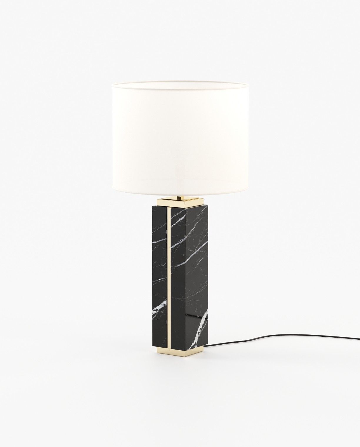 Laskasas JACK Table & Desk Lamp Nero Marquina Polished Marble - Araco Interiors