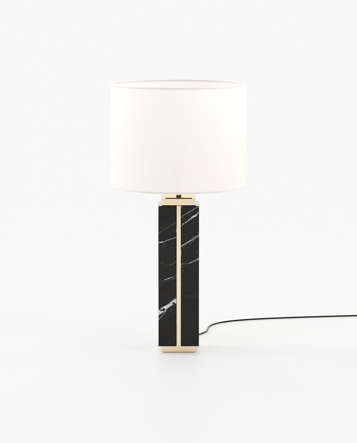 Laskasas JACK Table & Desk Lamp Nero Marquina Polished Marble - Araco Interiors