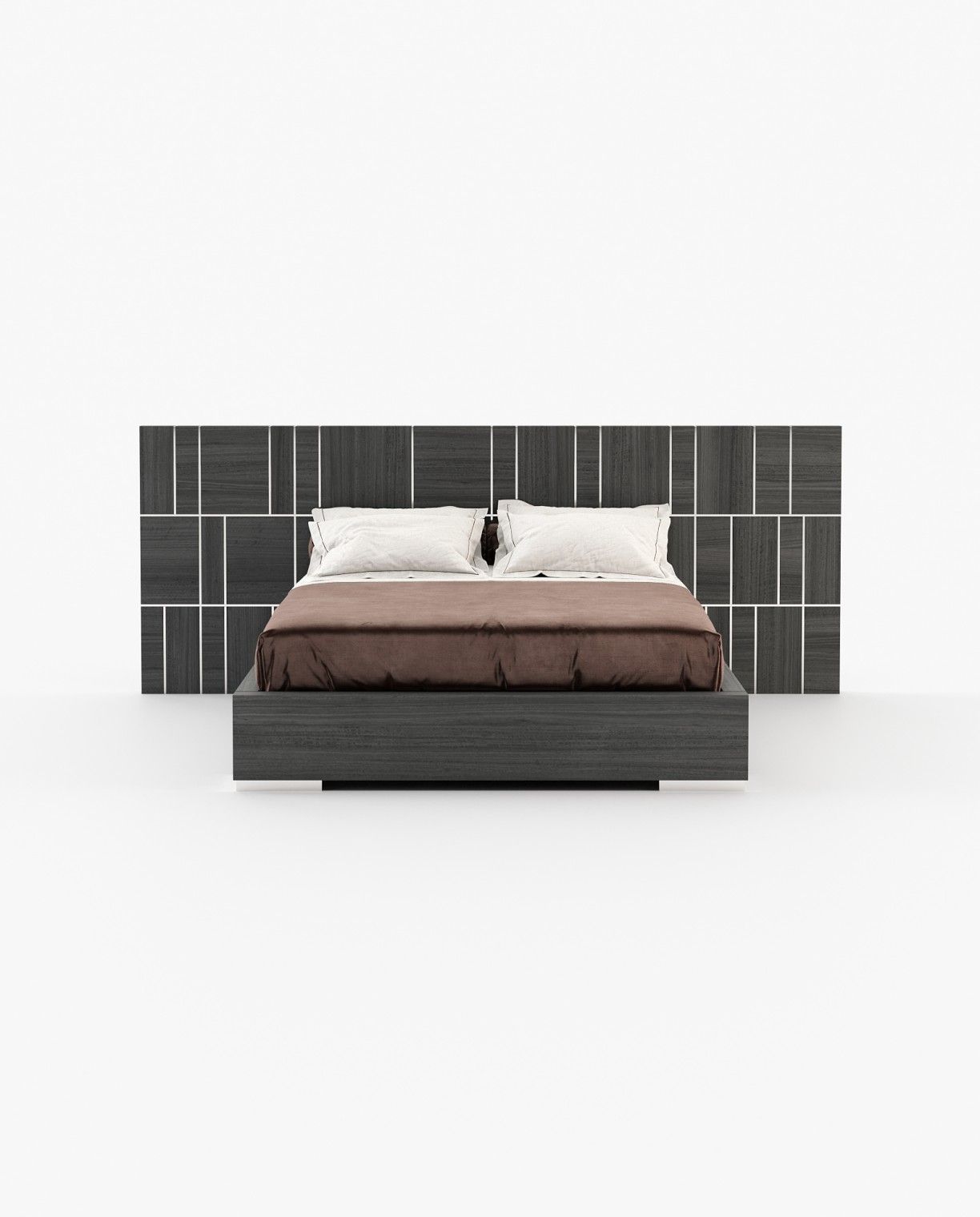 Laskasas JACKSON Bed & Headboard Grey Eucalyptus Veneer Matte - Araco Interiors
