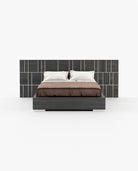Laskasas JACKSON Bed & Headboard Grey Eucalyptus Veneer Matte - Araco Interiors