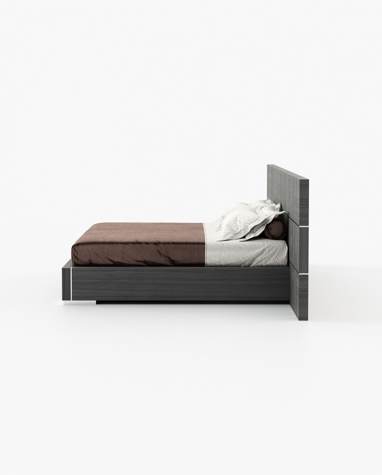 Laskasas JACKSON Bed & Headboard Grey Eucalyptus Veneer Matte - Araco Interiors