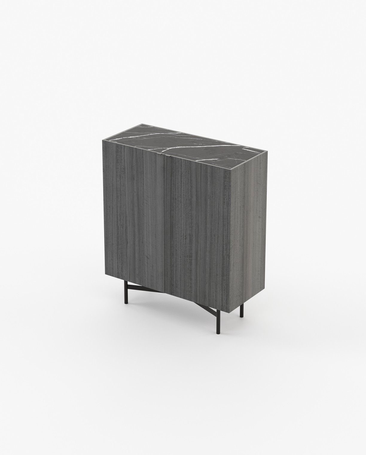 Laskasas LEWIS Bar Cabinet Grey Eucalyptus Veneer Matte - Araco Interiors
