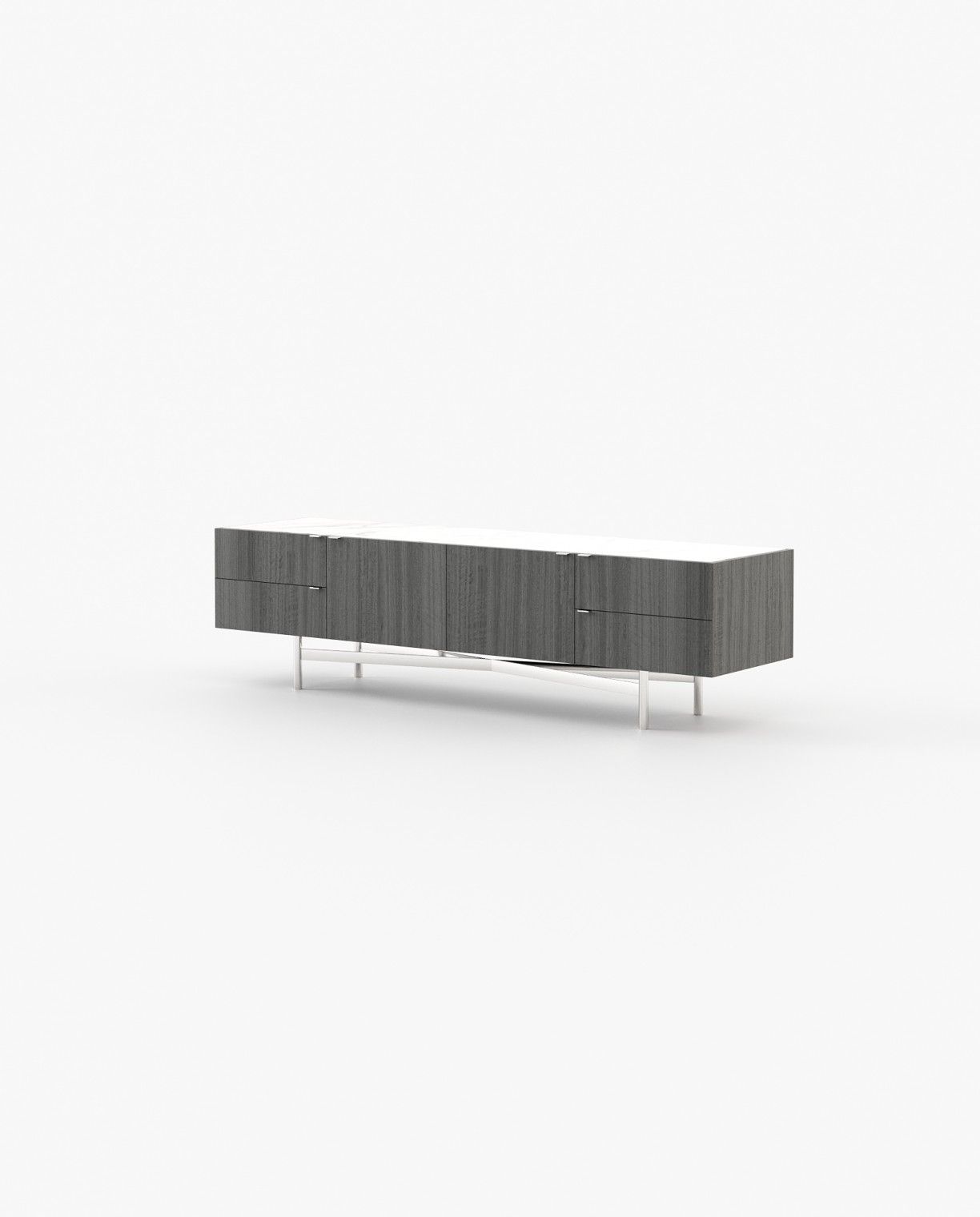 Laskasas LEWIS Media Unit Grey Eucalyptus Veneer Matte - Araco Interiors