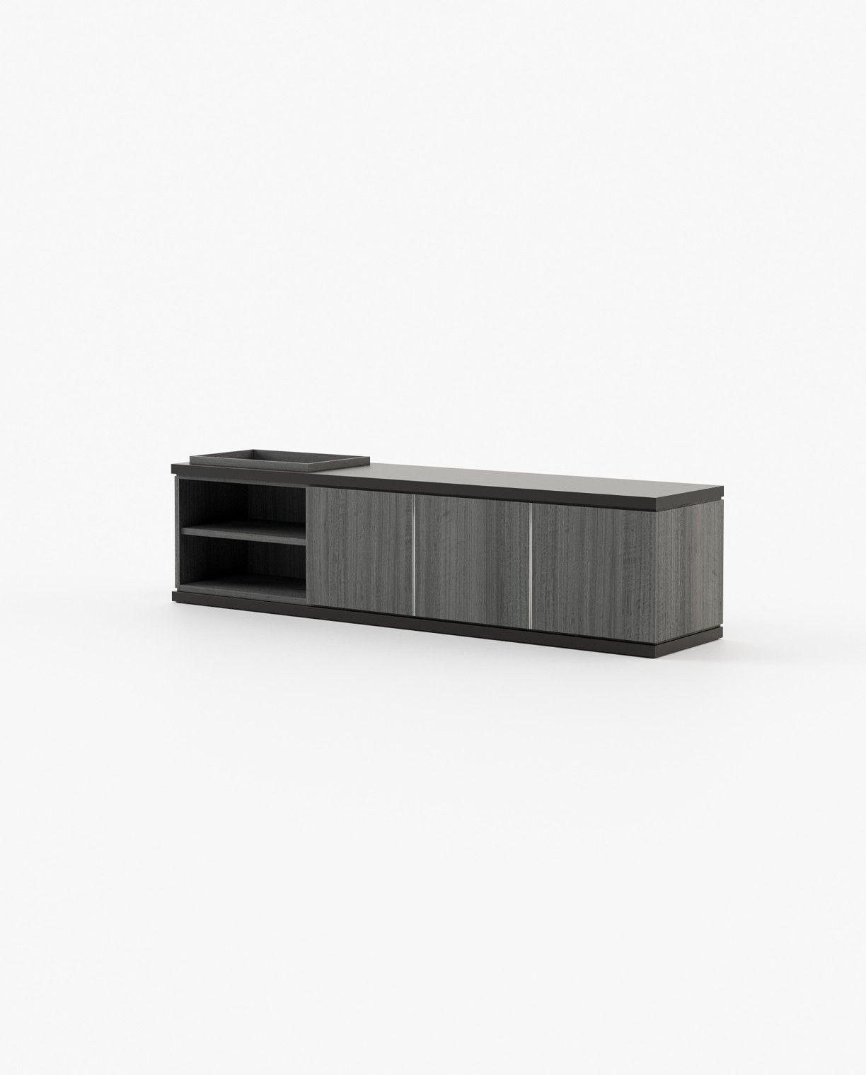 Laskasas LORA Media Unit Grey Eucalyptus Veneer Matte - Araco Interiors