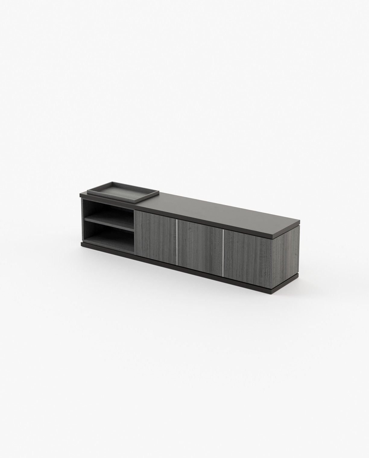 Laskasas LORA Media Unit Grey Eucalyptus Veneer Matte - Araco Interiors