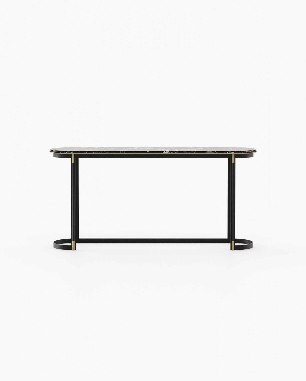 Laskasas LYSSA Console Table Black Flower Polished Marble - Araco Interiors