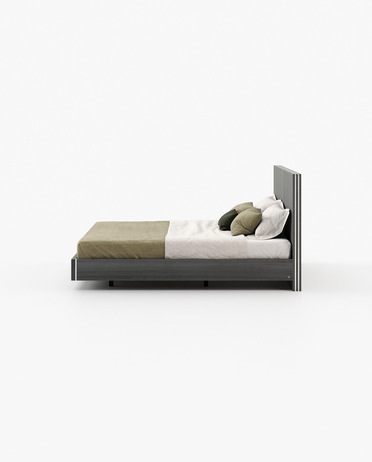 Laskasas MAIA Bed & Headboard Grey Eucalyptus Veneer Matte - Araco Interiors