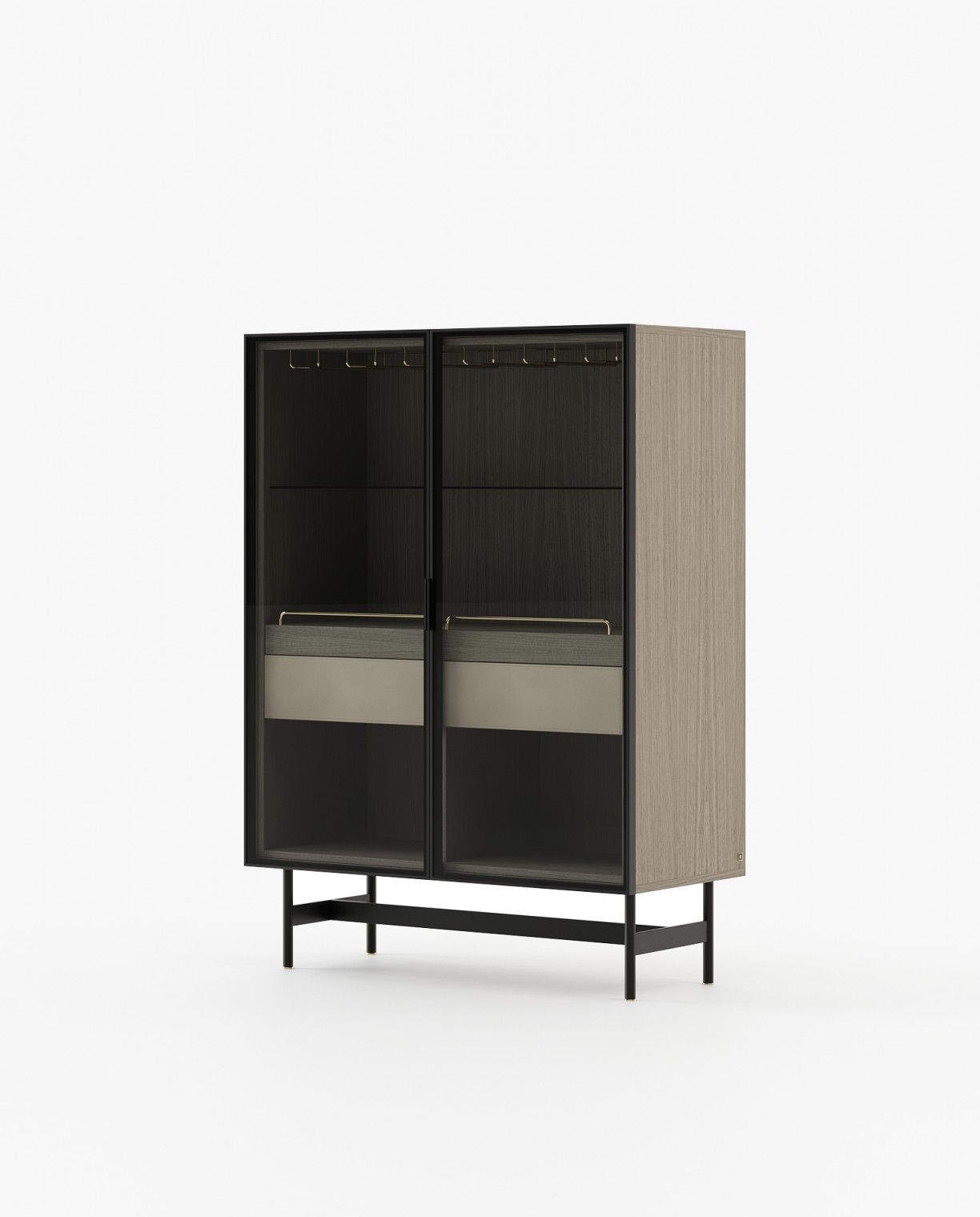 Laskasas MORRISON Bar Cabinet Aged Oak Veneer Matte - Araco Interiors