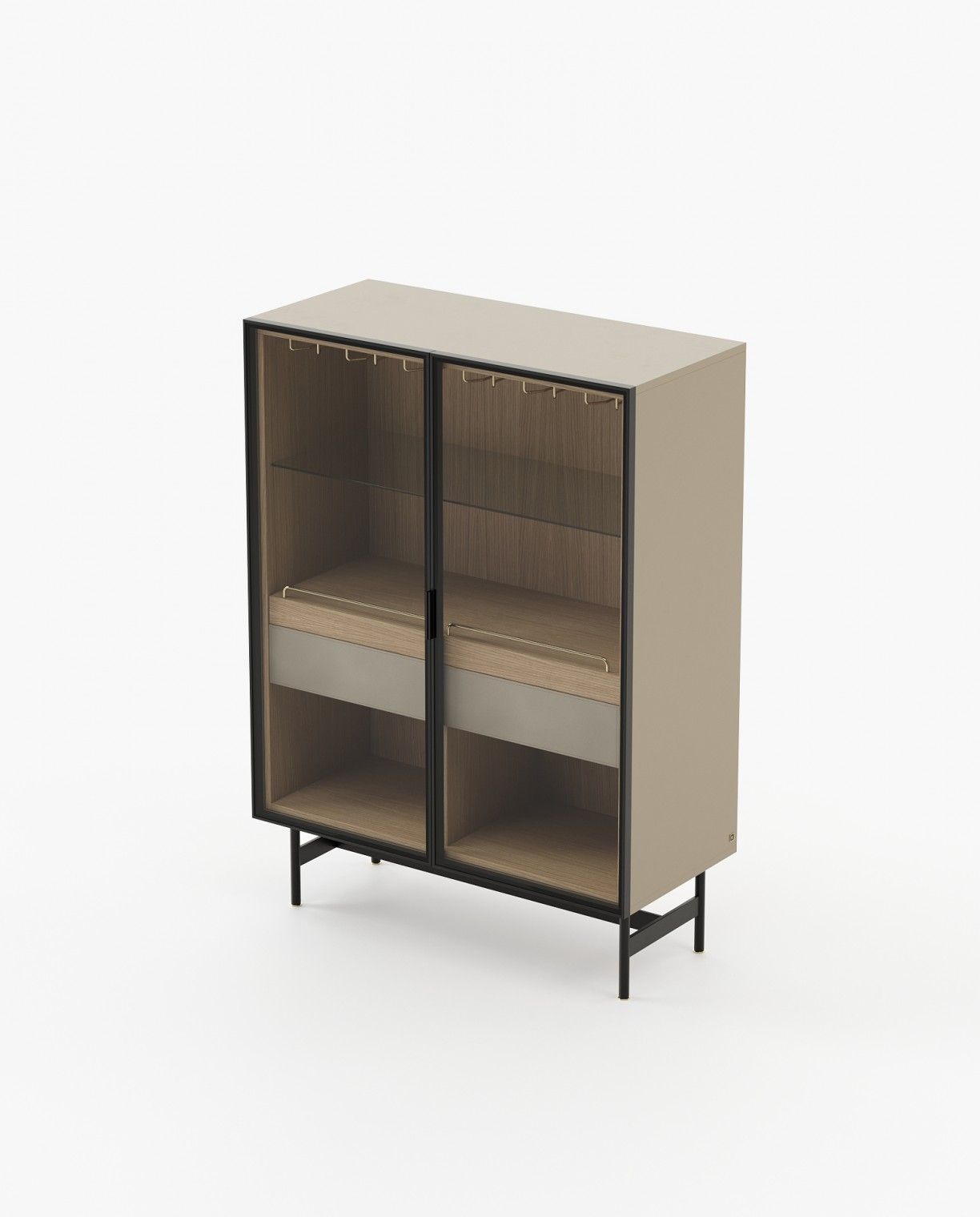 Laskasas MORRISON Bar Cabinet Beige Grey Lacquer Matte - Araco Interiors