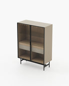 Laskasas MORRISON Bar Cabinet Beige Grey Lacquer Matte - Araco Interiors