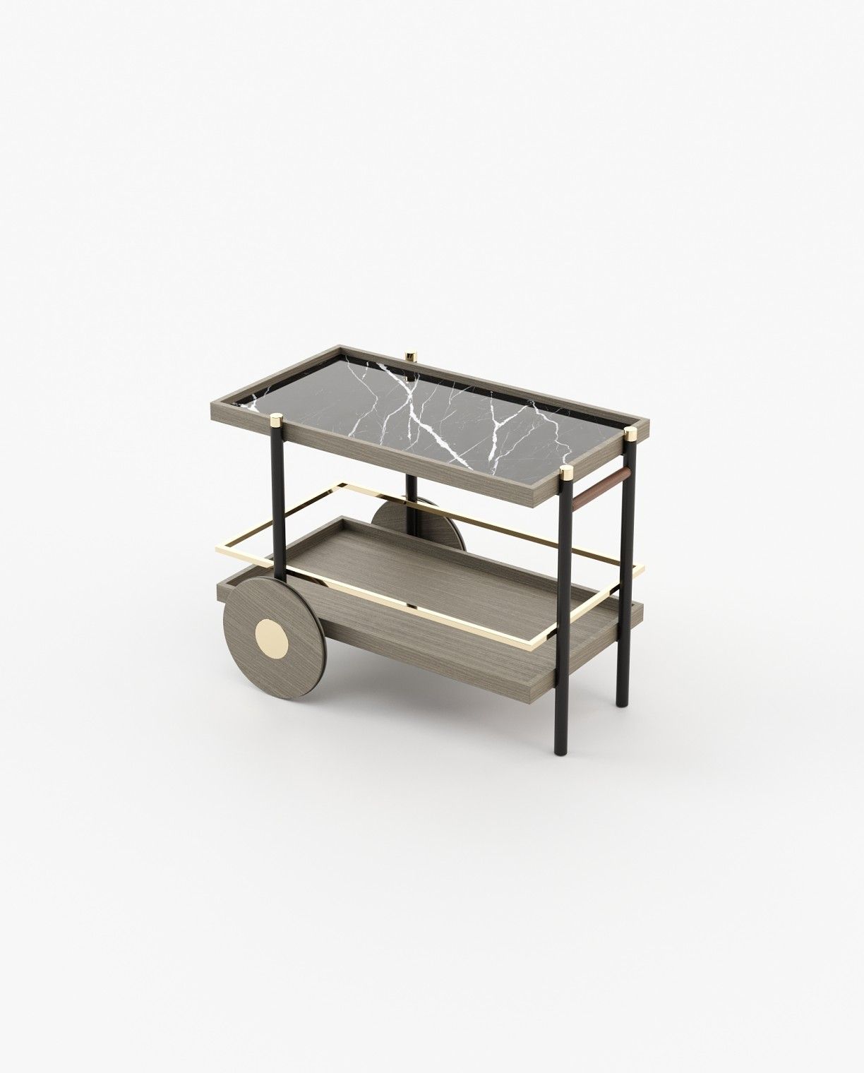 Laskasas PITT Drink Cabinet & Trolley Aged Oak Veneer Matte - Araco Interiors