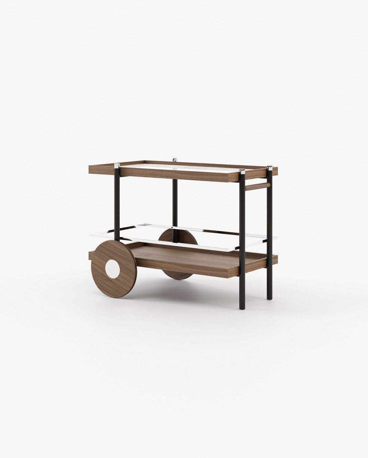 Laskasas PITT Drink Cabinet & Trolley Walnut Veneer Matte - Araco Interiors