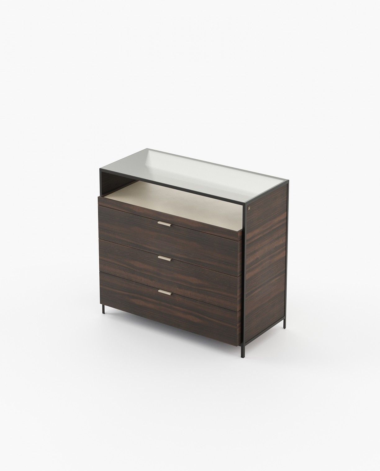 Laskasas ROWLING Set of 3 Chest of Drawers Smoked Eucalyptus Veneer Matte - Araco Interiors