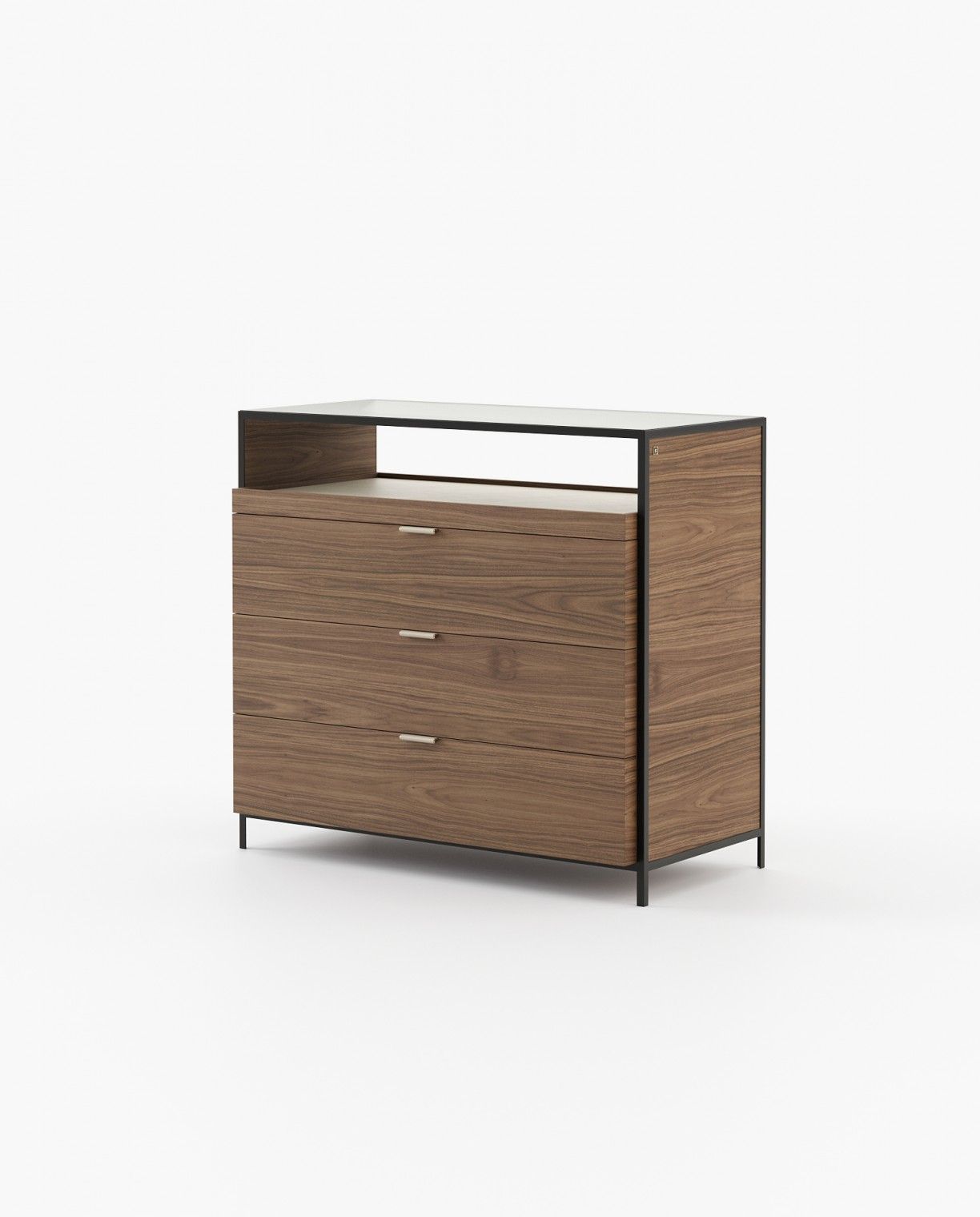 Laskasas ROWLING Set of 3 Chest of Drawers Walnut Veneer Matte - Araco Interiors