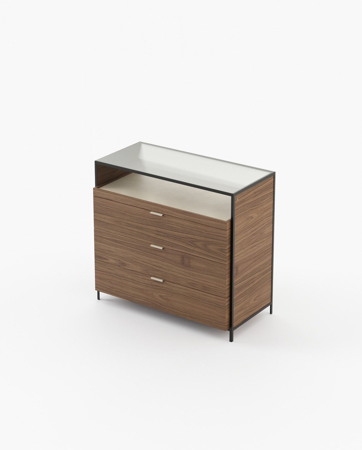 Laskasas ROWLING Set of 3 Chest of Drawers Walnut Veneer Matte - Araco Interiors
