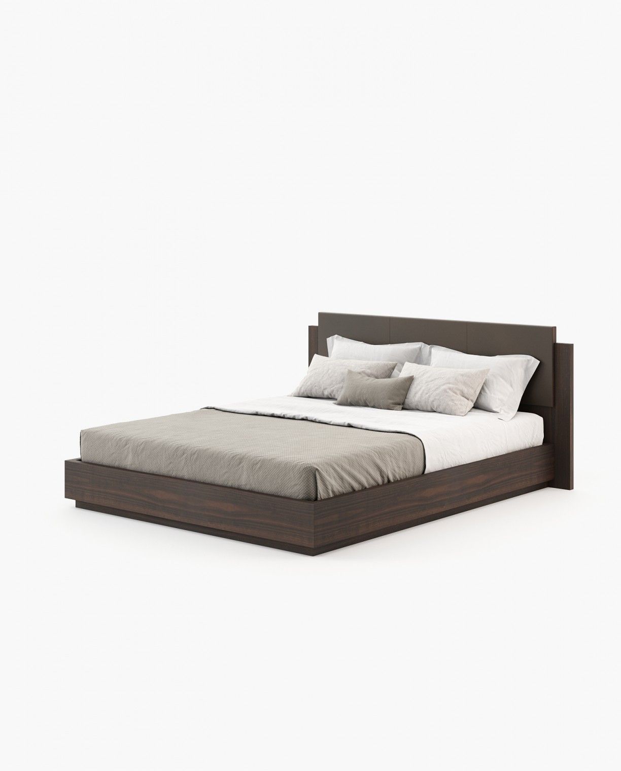 Laskasas TERI Bed & Headboard Smoked Eucalyptus Veneer Matte - Araco Interiors
