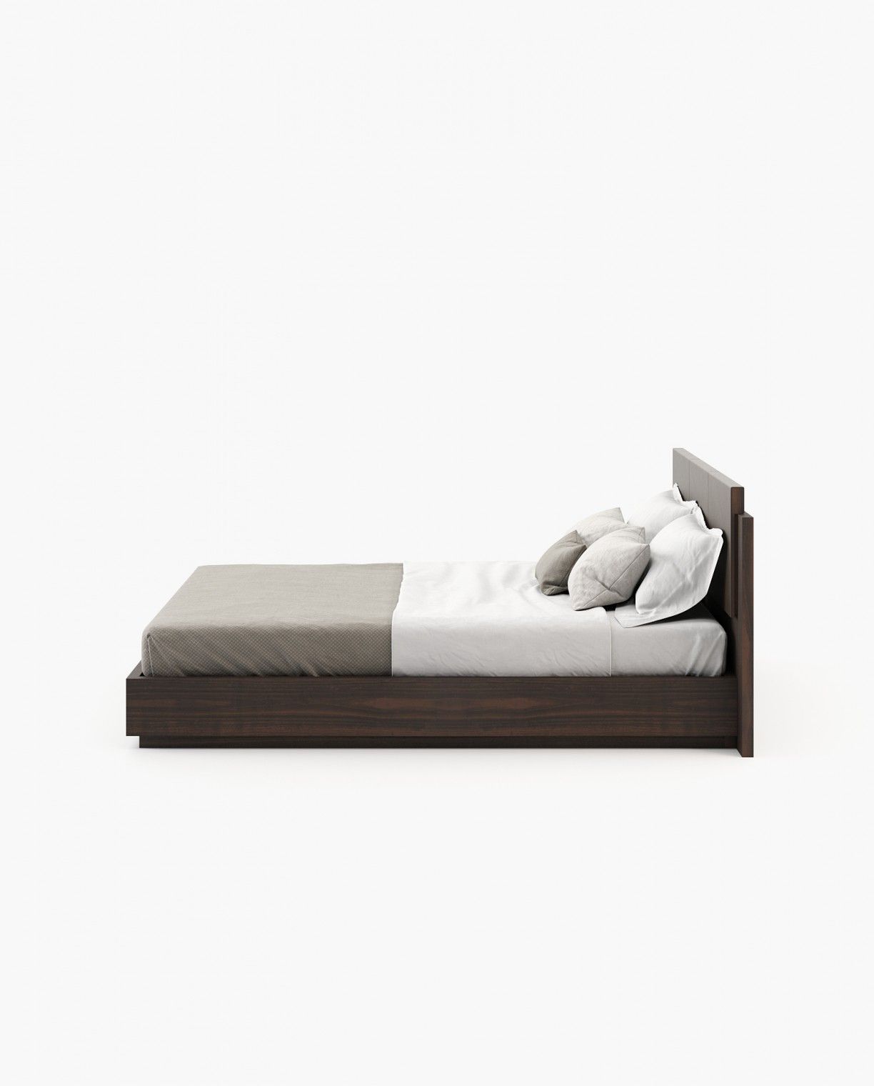 Laskasas TERI Bed & Headboard Smoked Eucalyptus Veneer Matte - Araco Interiors