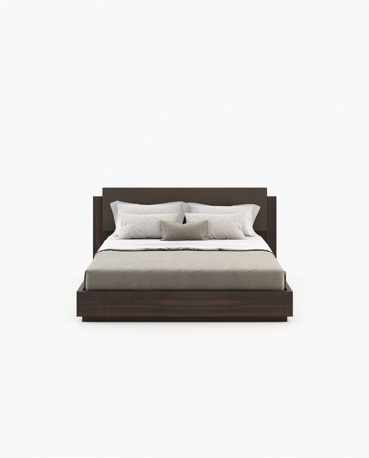 Laskasas TERI Bed & Headboard Smoked Eucalyptus Veneer Matte - Araco Interiors