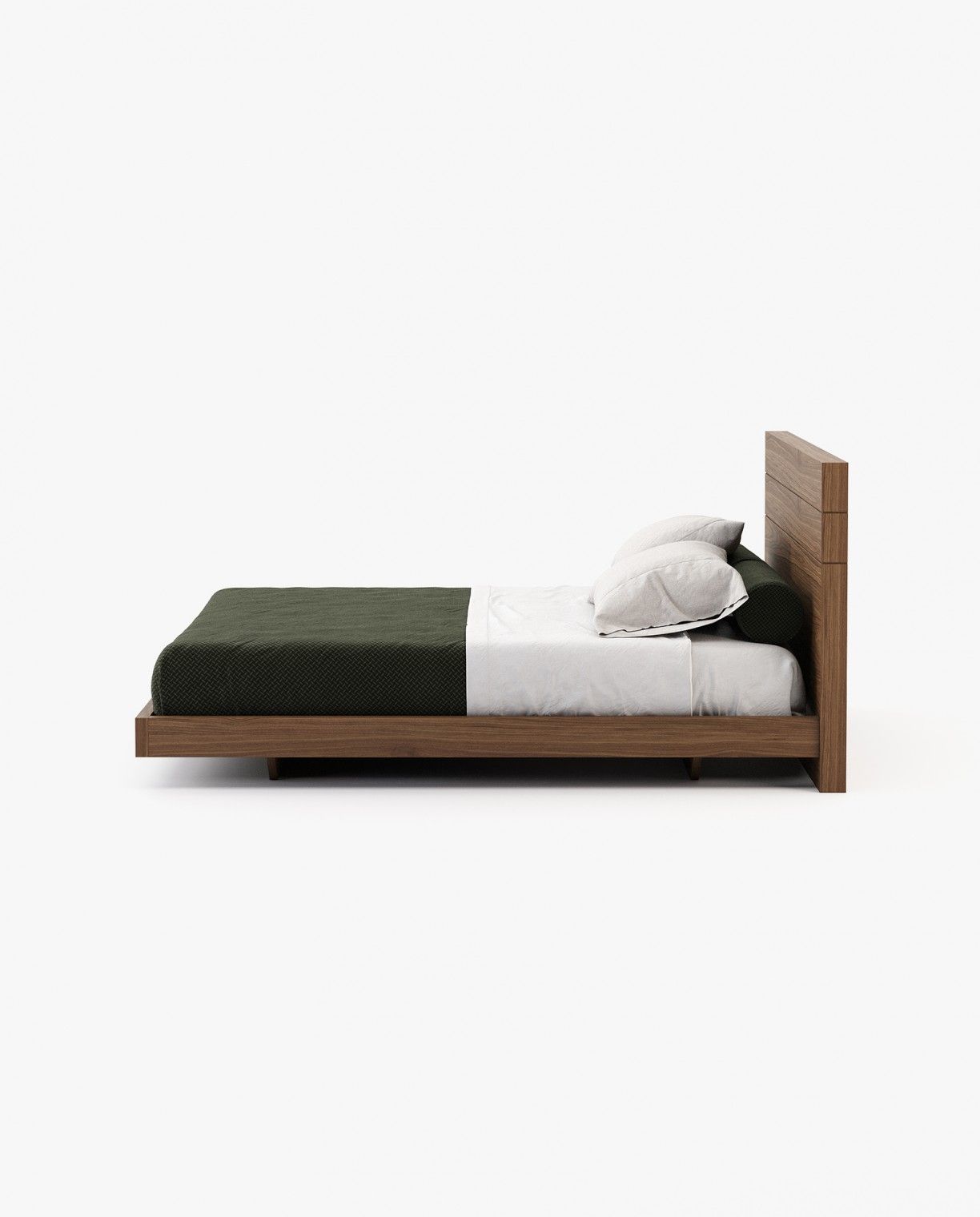 Laskasas USO Bed & Headboard Walnut Veneer Matte - Araco Interiors