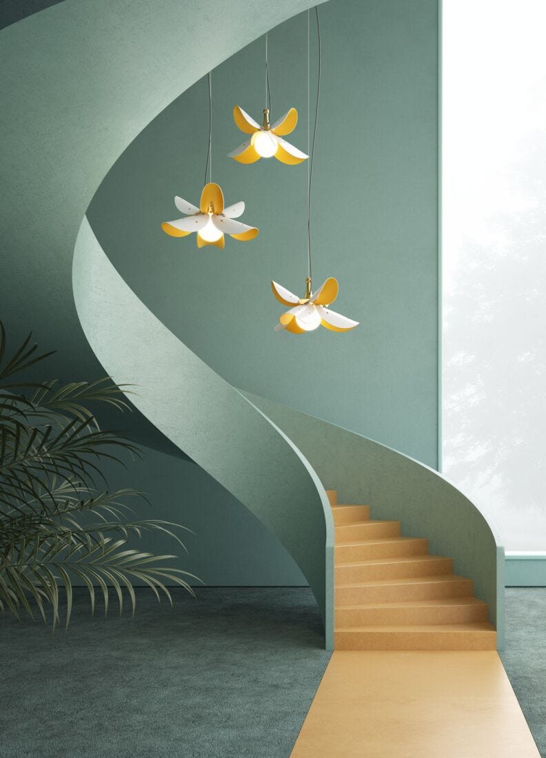 Lladro Blossom hang.lamp (white - gold)(CE/UK/CCC - Araco Interiors