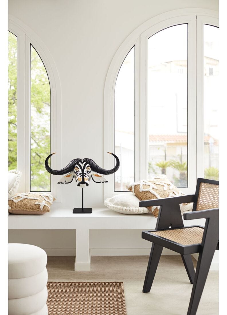 Lladro Buffalo Mask (black - gold) - Araco Interiors