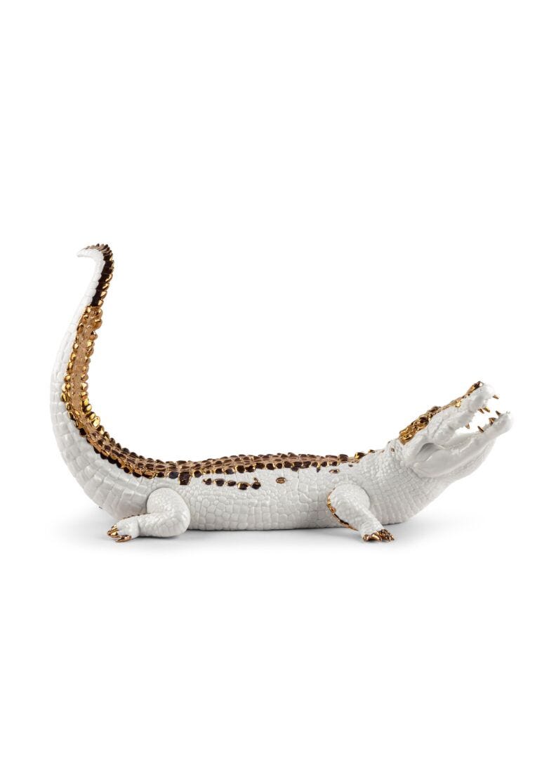 Lladro Crocodile White & Copper - Araco Interiors