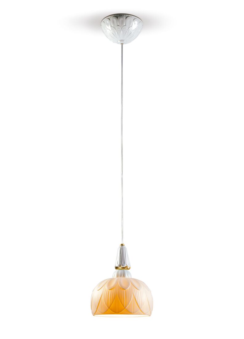 Lladró Ivy and Seed Single Ceiling Lamp (white - gold)(CE/UK/CCC - Araco Interiors