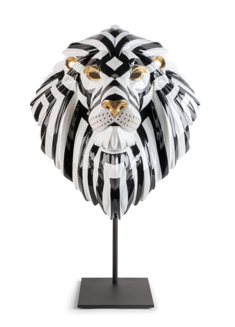 Lladro Lion mask (black - gold) - Araco Interiors