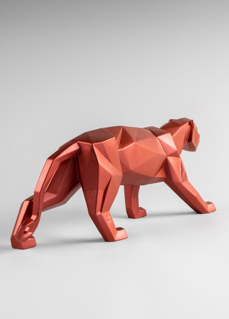 Lladro Panther (metallic red) Metallic Red - Araco Interiors
