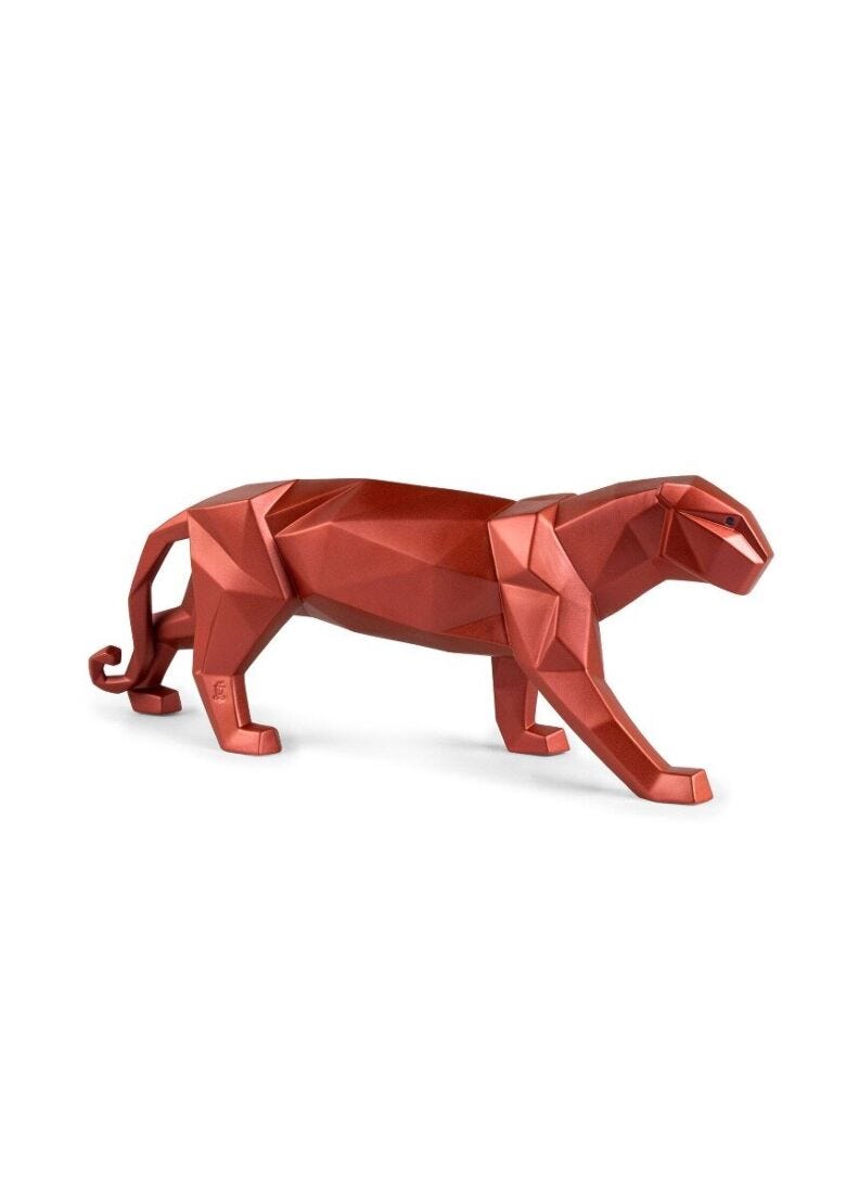 Lladro Panther (metallic red) Metallic Red - Araco Interiors
