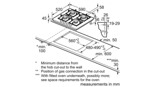 Neff T26CB49S0 N 50 60cm Gas Hob Black Glass - Araco Interiors