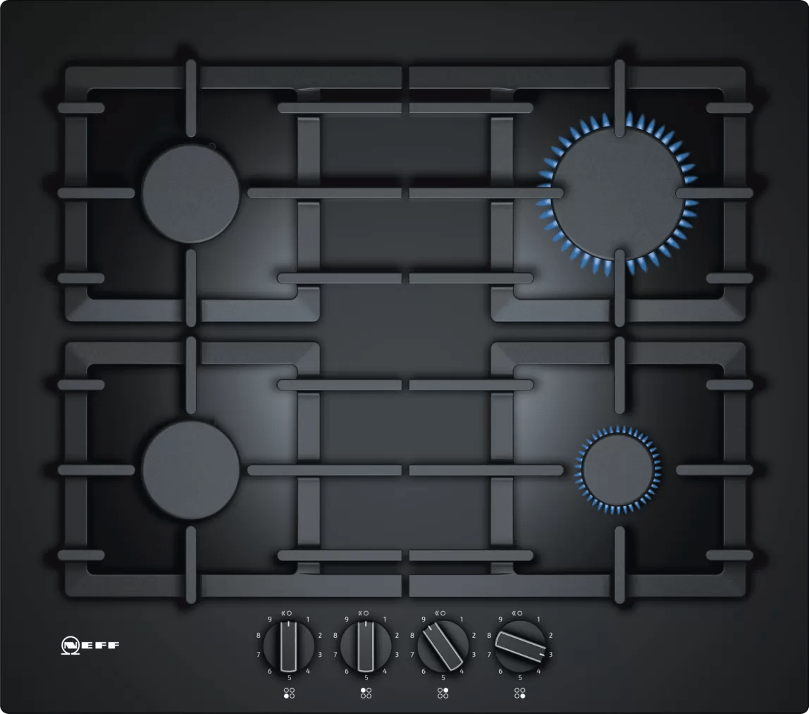 Neff T26CS49S0 N 70 60cm Gas Hob Black Glass - Araco Interiors