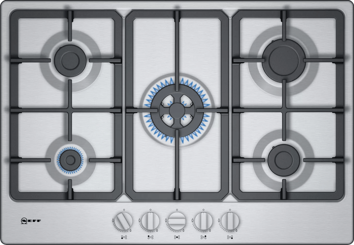 Neff T27BB59N0 N 50 75cm Gas Hob Stainless Steel - Araco Interiors