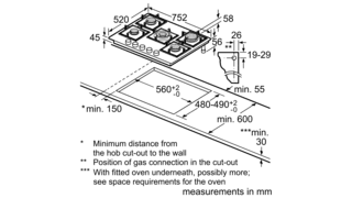Neff T27CS59S0 N 70 75cm Gas Hob Black Glass - Araco Interiors