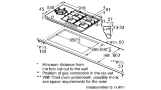 Neff T29TS79N0 N 90 90cm Gas Hob Black Glass - Araco Interiors