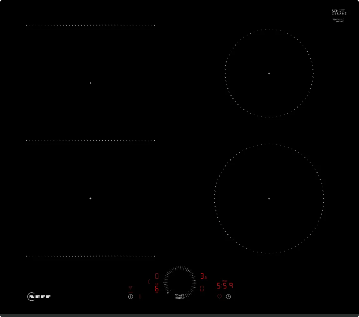 Neff T56FHS1L0 N 70 60cm Flex Induction Hob Black Glass - Araco Interiors